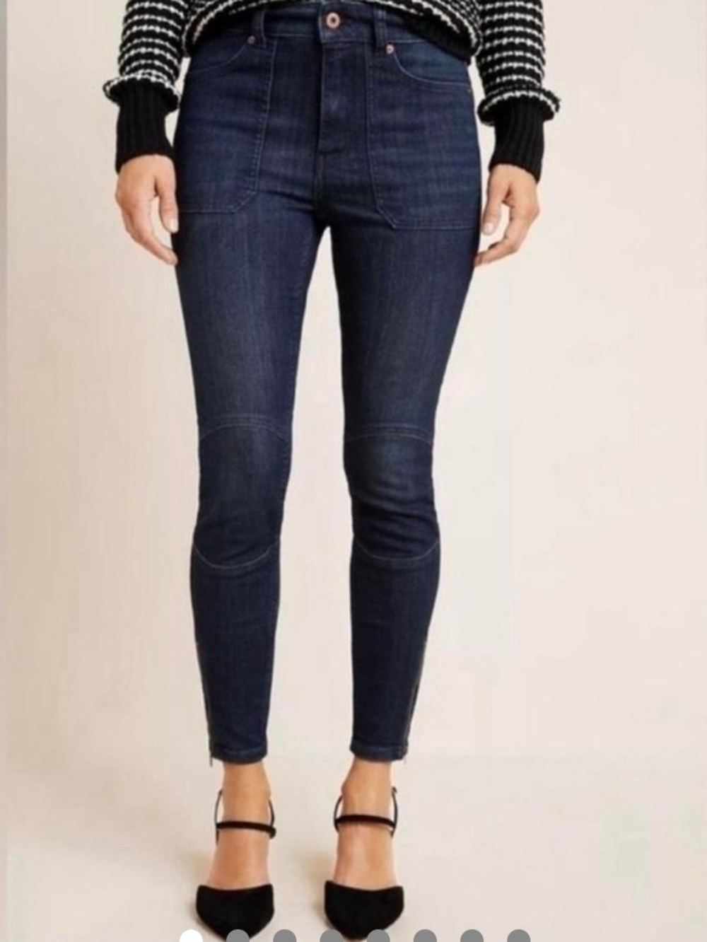 Pilcro Anthropologie High-Rise Denim Leggings Ankle Zip Blue Size 27